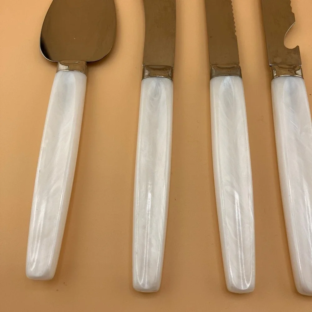 6 Piece Set Vintage Stainless Pearly Handle Charcuterie Regent Sheffield England